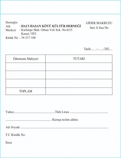 Dernek Gider Makbuzu