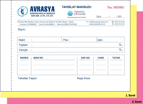 Tahsilat Tediye Makbuzu